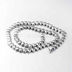 電気メッキ非磁性合成ヘマタイトビーズ連売り  ハート  プラチナメッキ  6x6x3mm  穴：1mm  約71個/連  15.7インチ&nbsp;G-F300-22A-01