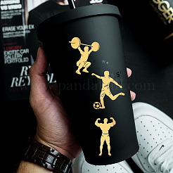 ニッケルデコレーションステッカー  金属樹脂フィラー  エポキシレジン＆UVレジンクラフト充填材  ゴールドカラー  スポーツ  40x40mm  9個/セット&nbsp;DIY-WH0450-117