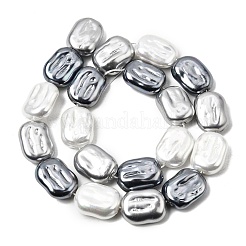 電気メッキガラスシェルパールビーズ連売り  不規則な長方形  ミックスカラー  20x15x7~8mm  穴：1.2mm  約20個/連  16.06''（40.8センチメートル）&nbsp;BSHE-B009-F03-01