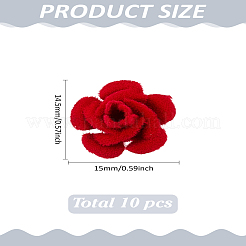合金&ABSヘアファスナー10個  花  レッド  14.5x15x17mm&nbsp;FIND-LP0008-66A