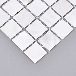 天然淡水貝のモザイクタイルカボション  正方形  フラットバック  19~20x19~20x2mm  約196個/セット&nbsp;SHEL-Q029-05C