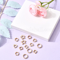 180個 6スタイル 2穴 CCB プラスチックビーズフレーム  ゴールドカラー  10~15.5x10~16x3.5mm  穴：1.6~2mm  30個/スタイル&nbsp;CCB-SP0001-10G