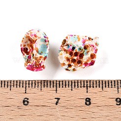 スプレー塗装された樹脂ビーズ連売り  スカル  カラフル  11.5~13x9~9.5x11~12mm  穴：1.4mm  約30~31個/連  14.37~15.16インチ（36.5~38.5cm）&nbsp;RESI-N041-01A