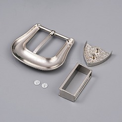 ベルト合金バックルセット  ローラーバックルを含む  長方形のスライドチャーム  三角ファスナー止め  プラチナ  19x42x12mm  穴：14.5x38mm&nbsp;FIND-WH0139-652P