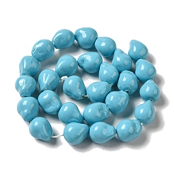 電気メッキガラス模造真珠ビーズ連売り  ナゲット  空色  14~16x12~13mm  穴：1.2mm  約27個/連  15.75''（40センチメートル）&nbsp;BSHE-G035-01A-10-1