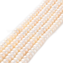 天然養殖淡水パールビーズ連売り  グレード6a++  ロンデル  桃パフ  4.5~5mm  穴：0.6mm  約130個/連  14.80~14.88インチ（37.6~37.8cm）&nbsp;PEAR-I007-02D-02