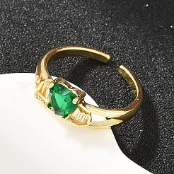 母の日 真鍮 パヴェ キュービックジルコニア カフ オープンリング  ワード「mom」を刻まれるハート  鉛フリー＆カドミウムフリー  長持ちメッキ  ラックめっき  18KGP本金メッキ  ミックスカラー  7.5mm  内径：17mm&nbsp;CU-CBACDF6-06G
