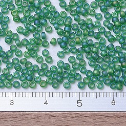 MIYUKIラウンドロカイユビーズ  日本製シードビーズ  11/0  （rr146fr）マット透明グリーンab  2x1.3mm  穴：0.8mm  約5500個/50g&nbsp;SEED-X0054-RR0146FR