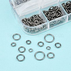 真鍮製オープン丸カン1箱  ラウンド  混成  4mm / 5mm / 6mm / 7mm / 8mm / 10mm  ガンメタ色&nbsp;KK-X0059-B-B