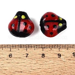 手作りランプワークビーズ  てんとう虫  暗赤色  16~17x16~16.5x9.5~10mm  穴：1.8mm&nbsp;LAMP-N042-18A