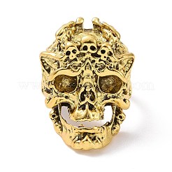 レトロな合金スカル フィンガー リング  男性女性のためのゴシックジュエリー  アンティーク黄金  usサイズ9（18.9mm）&nbsp;RJEW-B045-03AG