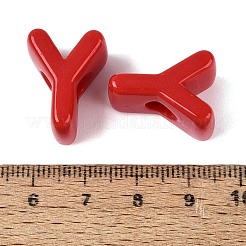 オペークアクリルヨーロピアンビーズ  大穴ビーズ  文字y  クリムゾン  21x16x13.5mm  穴：6mm  約269個/500g&nbsp;OACR-M027-01Y-15