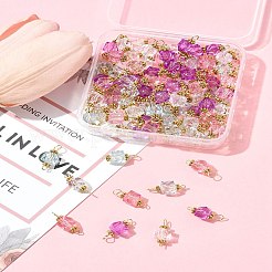 透明アクリルファセットキューブコネクターチャーム100個  304ステンレススチール製金具付き  ゴールドカラー  ミックスカラー  18mm  穴：3mm&nbsp;PALLOY-FS00042-01