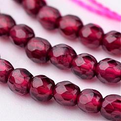 天然石ガーネットビーズ連売り  グレードA  ラウンド  多面カット  3~3.5mm  穴：0.5mm  約109個/連  15インチ&nbsp;G-K145-F-3mm-A