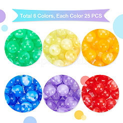 150個6色アクリルビーズ  天然石風  ラウンド  ミックスカラー  8mm  穴：2mm  25個/カラー&nbsp;MACR-PH0001-39