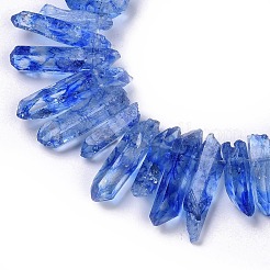天然クラックルクォーツクリスタル染色ビーズ連売り  チップ  藤紫色  13~38x3~7x4~7mm  穴：1mm  約67~70個/連  14.76~15.16''（37.5~38.5センチメートル）&nbsp;G-I345-05F