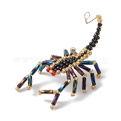 ガラスシードビーズペンダント  サソリチャーム  ブラック  70x30x30mm  穴：2mm&nbsp;PALLOY-MZ00405-01