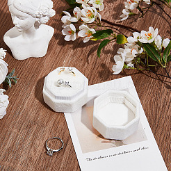 ベルベット カバー プラスチック カップル リング ボックス  結婚指輪のギフトケース  八角形  ホワイト  5.1x5.1x5cm&nbsp;VBOX-WH20001-02A