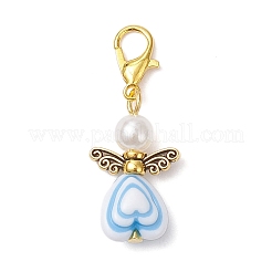 アクリルペンダントの装飾  天使  合金製カニカン付き  アンティークゴールデン＆ゴールデン  34mm&nbsp;HJEW-JM04016-01