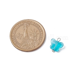 ガラス蝶チャーム7個  真鍮の平頭ピンループ付き  多面カット  プラチナ  11x9.5x6mm  穴：1.4mm&nbsp;PALLOY-JF03227-04