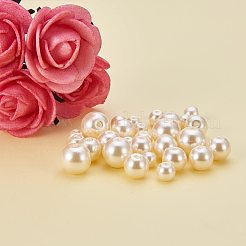 環境に優しい染めガラスパールラウンドパールビーズ  ベージュ  5~10mm  穴：1.2~1.5mm  約340個/箱&nbsp;HY-PH0009-RB003