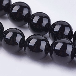 ナチュラルブラックオニキスビーズ連売り  グレードAB  ラウンド  染め＆加熱  ブラック  10mm  穴：1mm  約38個/連  15インチ&nbsp;G-H1567-10MM