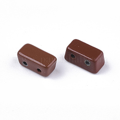 スプレー塗装合金マルチ連リンク  タイル弾性ブレスレット作り用  台形  サドルブラウン  8x4x4mm  穴：1mm&nbsp;PALLOY-T068-09-75
