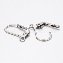 変色しにくい304ステンレススチールフレンチフックピアス金具  カン付き  ステンレス鋼色  18x13x2mm  穴：2mm  ピン：1x0.8mm&nbsp;STAS-H434-52P