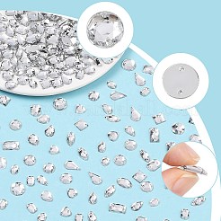 ラインストーンにアクリル縫い  2穴リンク  多面カット  マスクと衣装のアクセサリー  混合図形  クリスタル  8~12x6~11x2~3mm  穴：0.6~0.9mm  200個/袋  2bags&nbsp;DIY-SC0032-50C