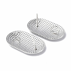 変色しない304ステンレススチールスタッドピアス金具  垂直ループ付き  オーバル  ステンレス鋼色  27x16.5mm  穴：4mm  ピン：0.7mm&nbsp;STAS-F286-19P
