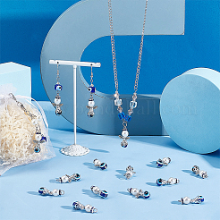ナザールボンジュウ樹脂ペンダント30個  チベットスタイルの合金ビーズとイミテーションパールのアクリルビーズを使用  アングルチャーム  アンティークシルバー  28x14x8mm  穴：4mm&nbsp;FIND-PH0008-15