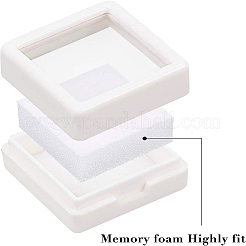 アクリルジュエリーボックス  スポンジで  正方形  ホワイト  2.95x2.95x1.65cm&nbsp;OBOX-WH0004-05A-02