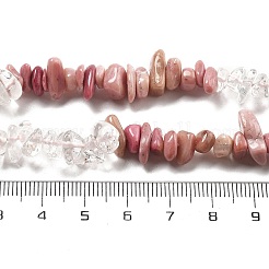 天然水晶とロードナイトのビーズ連売り  チップ  4~17x4~10x1~8mm  穴：0.8~1mm  約116~131個/連  15.35''~16.14''（39~41センチメートル）&nbsp;G-L610-A22-01