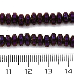 電気メッキされた天然溶岩岩ビーズ連売り  ディスク  パープルメッキ  6~6.5x3~3.5mm  穴：1.2mm  約124個/連  15.75''（40センチメートル）&nbsp;G-A256-E01-01I