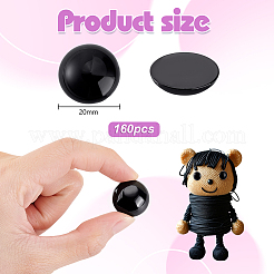 プラスチック製ドールアイカボション160個  人形作り用  半円  ブラック  20mm&nbsp;FIND-PH0026-96A