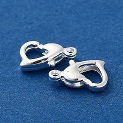 真鍮カニカン  ハート  925銀メッキ  10x7x2.5mm  穴：1.2mm&nbsp;KK-G479-03S