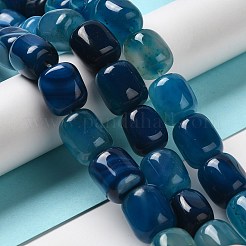 天然石瑪瑙ビーズ連売り  染め＆加熱  コラム  ディープスカイブルー  15~16x11.5~13x11~13mm  穴：1.6mm  約12個/連  7.17~7.28''（18.2~18.5センチメートル）&nbsp;G-H295-F01-04
