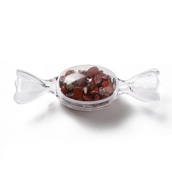 天然のレッドジャスパーチップが飾ります  透明なプラスチック製の収納ボックス付き  キャンディ  25x82.5x23mm&nbsp;DJEW-D004-01B