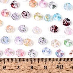 ベーキングペイント透明ガラスビーズ  ロンデル  ミックスカラー  6x3mm  穴：1.2mm  約2368個/ポンド&nbsp;DGLA-T004-07L