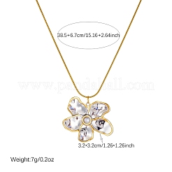 女性用ツートンカラー304ステンレススチール製フラワーペンダントネックレス  ゴールデン·ステンレス鋼色  15.16インチ（38.5cm）&nbsp;WG5401F-02