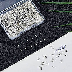 1000個の真鍮つぶし玉  チューブ  銀  2x2mm  穴：1.5mm&nbsp;KK-PA0001-11