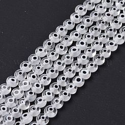 手作りランプワークビーズ  ナザールボンジュウ付きフラットラウンド  透明  4.5x2.5mm  穴：0.6mm  約90~100個/連  15.35''~15.75''（39~40センチメートル）&nbsp;LAMP-P056-01C