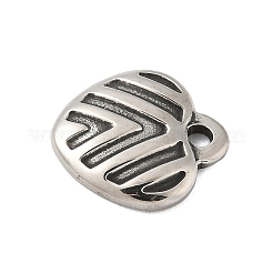 304ステンレス鋼製チベット風ペンダント  ハートチャーム  アンティークシルバー  17x16x3mm  穴：2mm&nbsp;STAS-S185-08AS-B