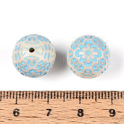 塗装された不透明アクリルビーズ  花の丸  ライトスカイブルー  14mm  穴：1.6mm  約333個/500g&nbsp;OACR-T029-02F