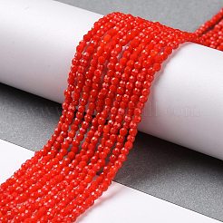 ガラス模造翡翠ビーズ連売り  多面カットラウンド  レッド  2x2mm  穴：0.6mm  約160~178個/連  13.58 ~14.17インチ（34.5~36cm）&nbsp;GLAA-H021-02-06