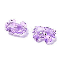 透明なガラスエナメルビーズ  カニ  ライラック  15x21x8mm  穴：1.4mm&nbsp;LAMP-V001-08E