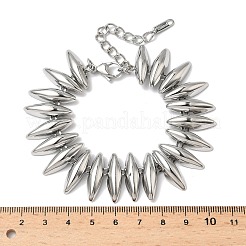 女性用304ステンレススチールリンクチェーンブレスレット  双円錐形  ステンレス鋼色  7-3/8インチ（18.7cm）&nbsp;BJEW-Z134-03P
