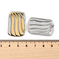 長方形 304 ステンレススチール ツートン スタッド イヤリング  イオンプレーティング（ip）  プラチナ·ゴールデン  30.5x20.5mm&nbsp;EJEW-D308-10B-PG