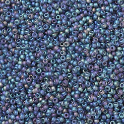 MIYUKIラウンドロカイユビーズ  日本製シードビーズ  11/0  （rr152fr）マット透明グレーab  11/0  2x1.3mm  穴：0.8mm  約50000個/ポンド&nbsp;SEED-G007-RR0152FR