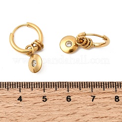304ステンレススチール製クリアキュービックジルコニアフープピアス（女性用）  フラットラウンド  18KGP本金メッキ  24.5x8mm&nbsp;EJEW-K328-02G